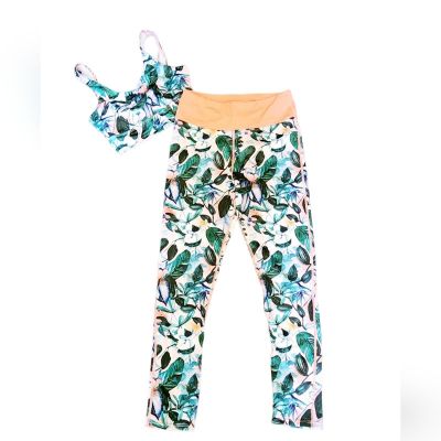 SHEIN FLORAL/LEAF WORKOUT OUTFIT SIZE MED